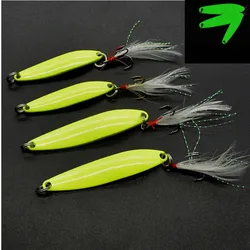 Señuelo metálico luminiscente para lubina con pluma