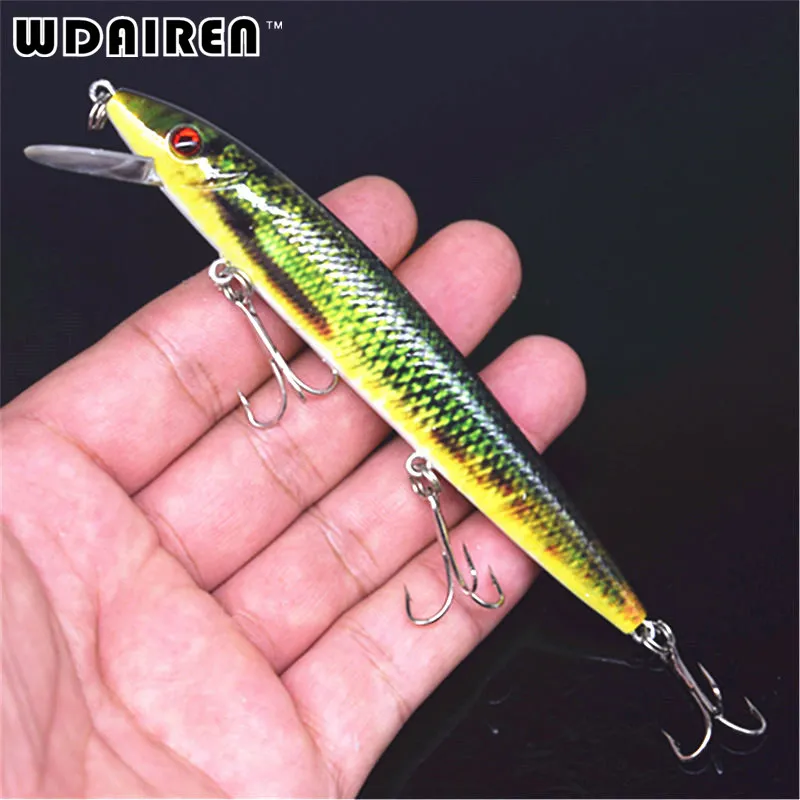 Señuelo de pesca de pececillos, 12cm, 13,7g, Wobblers duros pintados con láser, cebo Artificial, Crankbait, aparejos de pesca flotantes, WD-418, 1 ud. - imagen 2