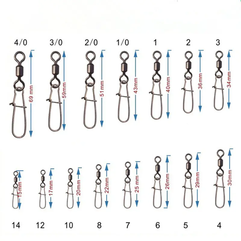 10 unids/lote de eslabones de cambio rápido para pesca de carpa, accesorio de aparejos de pesca de 4 tamaños, cuerpo largo grande en forma de Q, Color negro - imagen 5