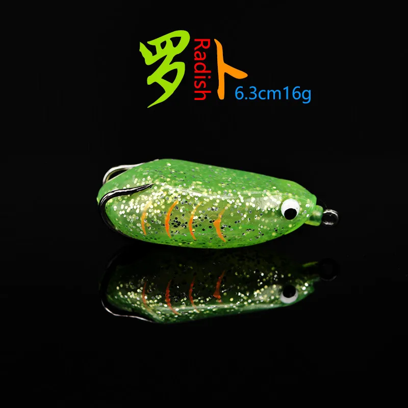 Señuelo de rana rábano Artificial de pesca, anzuelos de doble púas de calidad, 6,3 cm/16g, cebo suave, lote de 2 piezas en oferta