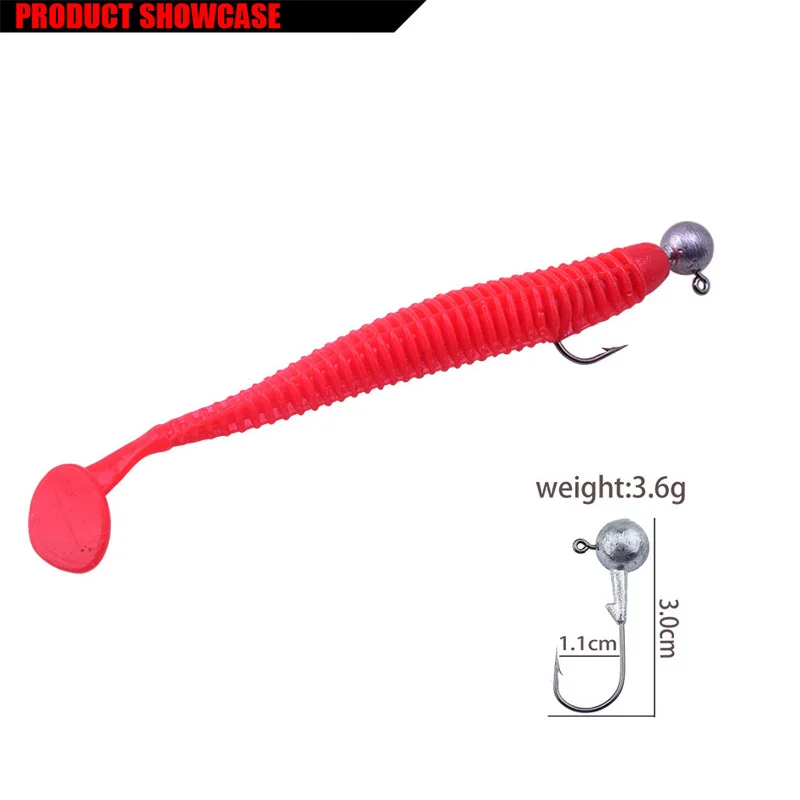 Proleurre-Juego de anzuelos de pesca de gusano, cebo suave artificial, Wobblers de silicona, 15 unidades por lote, 95mm, 3g - imagen 3