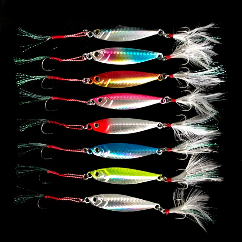 Pesca Jigs de vibración lenta señuelo Shore Casting Jigbait Artificial señuelos de Metal duro cebo anzuelos dobles 7g 15g 25g lote 7 piezas - imagen 3