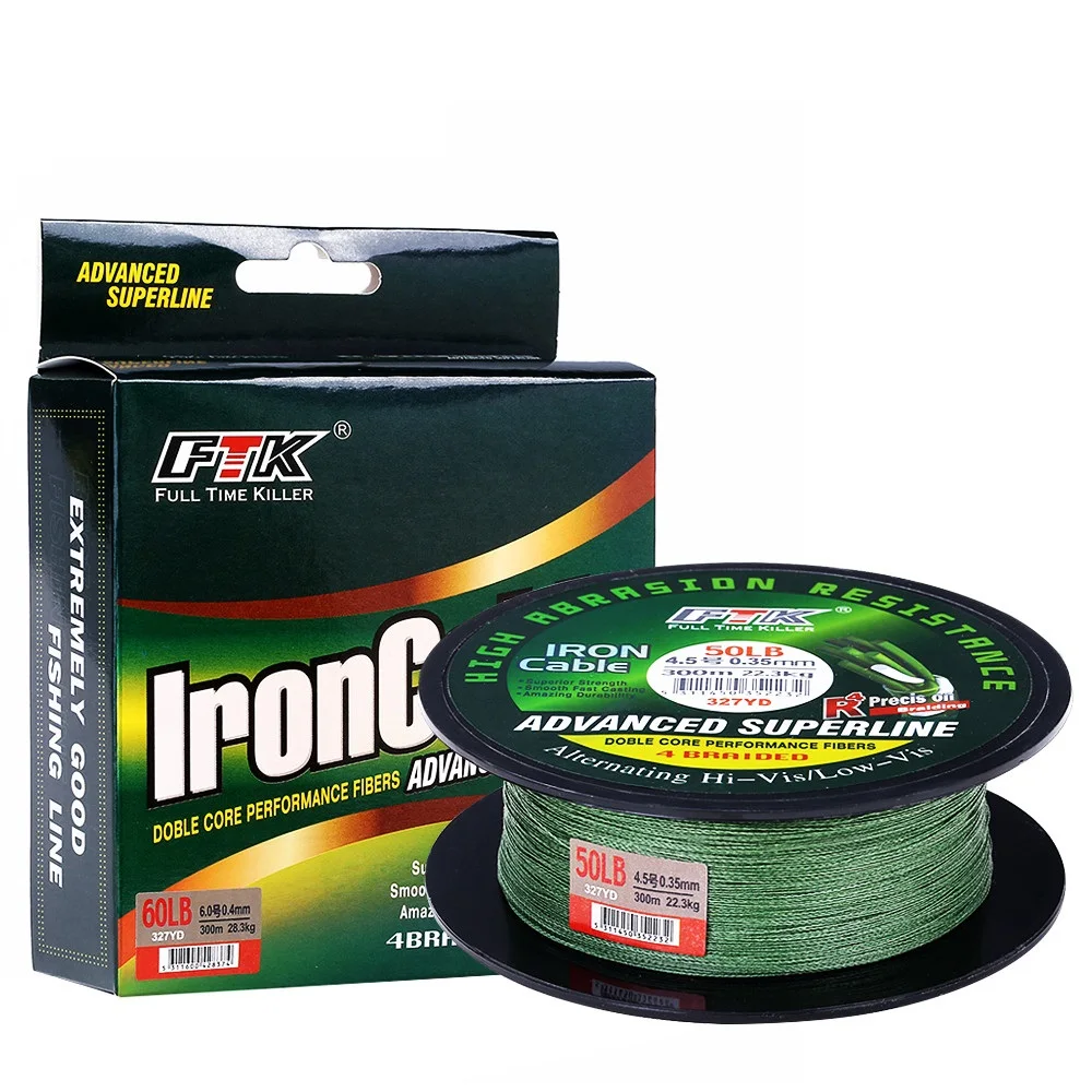 FTK-sedal de pesca trenzado de 4 hebras, 300M, 8LB, 10, 15, 20, 25, 30, 40, 50, 60LB, línea de PE multifilamento, accesorios de pesca trenzados - imagen 5