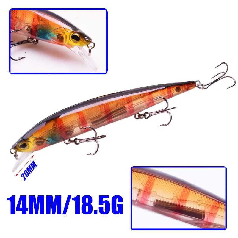 Señuelos de Pesca de pececillo flotante, 140mm, 18,5g, plástico láser, Wobbler, cebo duro Artificial con gancho, Crankbait, aparejos de Pesca, 1 Uds. - imagen 3