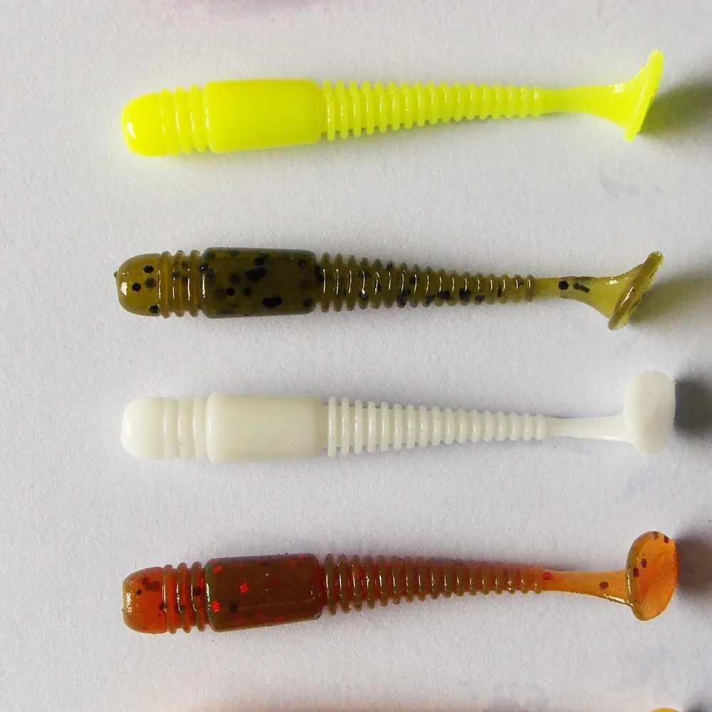 KESFISHING-Cebo de gusano blando, señuelo de pesca de 48mm, aparejos de pesca de lubina de silicona, leurre souple Wobbler, sales de olor de pescado, 20 Uds. - imagen 2