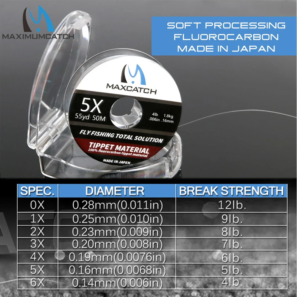 Maximumcatch-línea de pesca de fluorocarbono 100% puro, 4-12LB, líder de fibra de carbono, hundimiento rápido, 25/50M - imagen 3