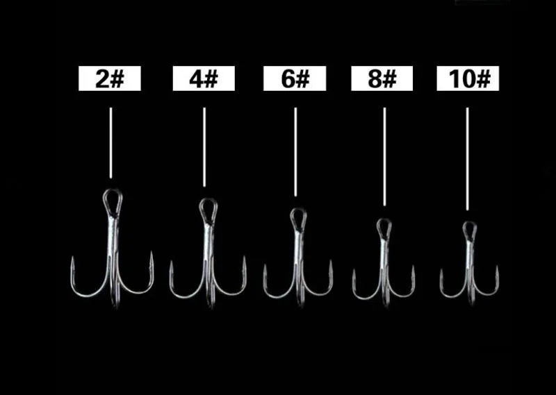 Caja de anzuelos triples de acero al carbono, conjunto de aparejos de pesca, 50 unids/caja, varios tamaños - imagen 3