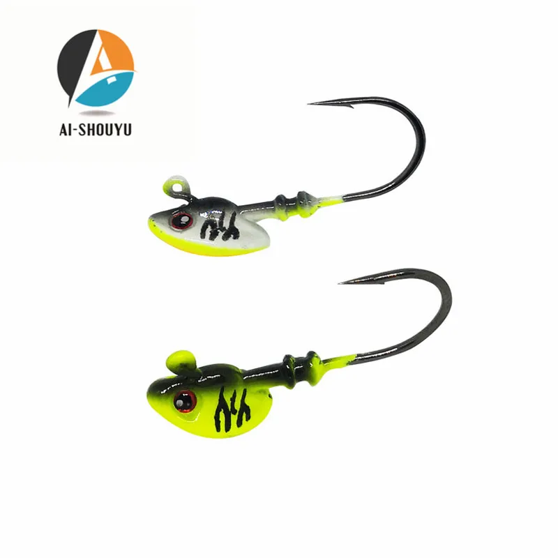 Anzuelos plomo con ojos 3D para vinilo gusano suave