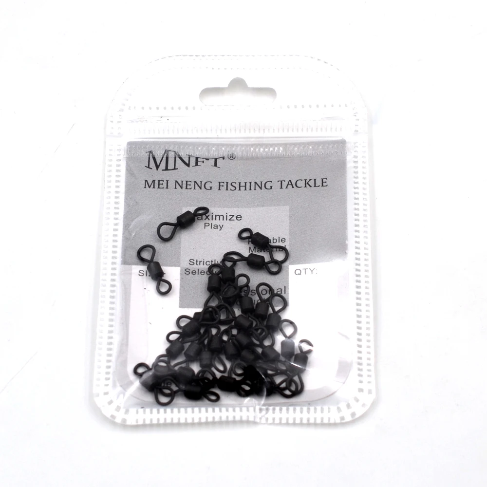 50 piezas 4 #   Giratorios Heli de ojo grande, aleación de latón, Color negro mate, se adapta a Clips de plomo de seguridad, aparejos de extremo de Terminal, giratorio de carpa - imagen 5