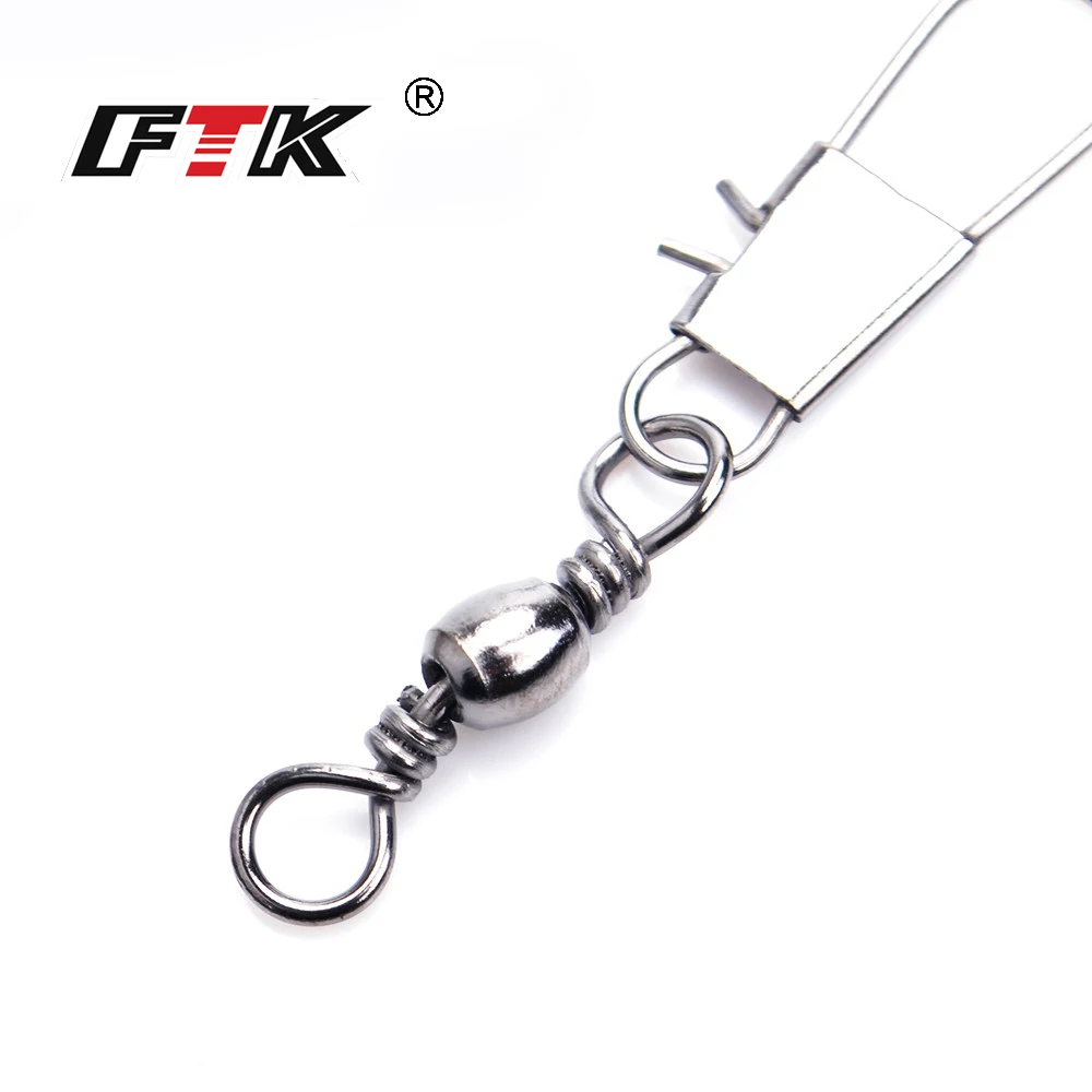 FTK-barril de Pesca giratorio con cierre a presión, 1 paquete de 10 unids/lote/paquete, 2 #-22 #, Terminal de conector de señuelo, aparejos de Pesca - imagen 3