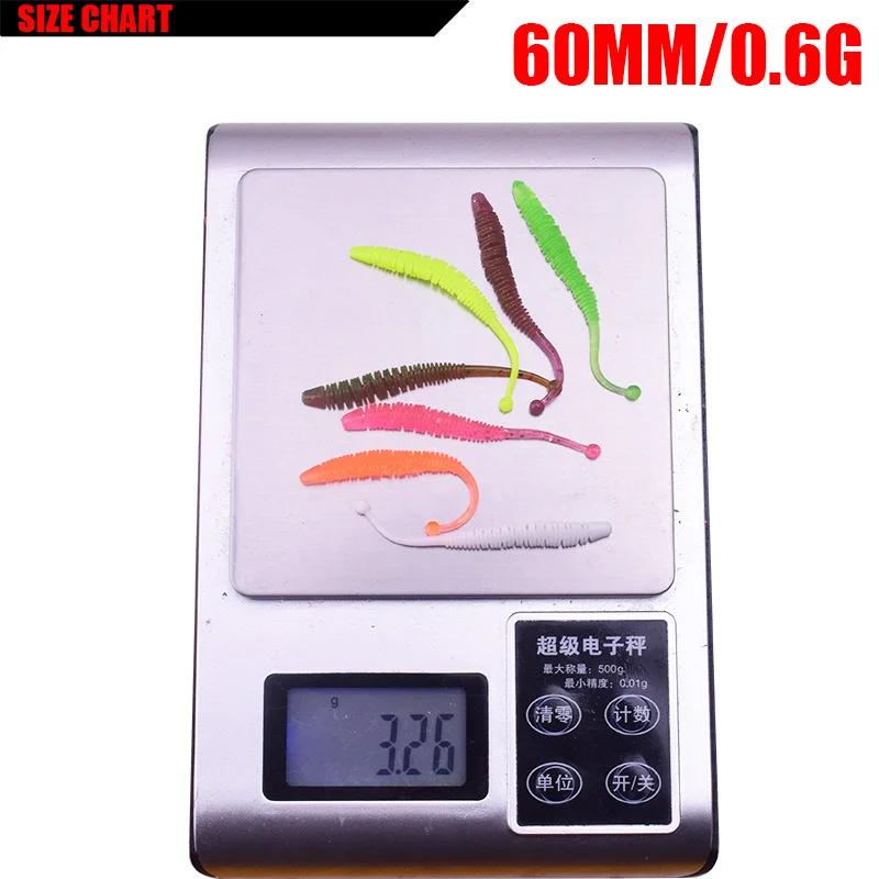 50 unids/lote cebo suave de gusano en espiral 60mm 0,6g Jig Wobblers señuelo de pesca sal Artificial olor a camarones lubina larvas aparejos de pesca - imagen 4