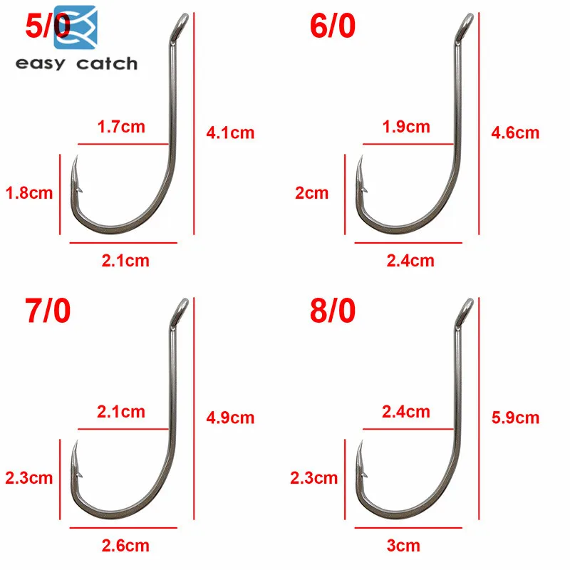 Easy Catch-anzuelos de pesca de pulpo de caña larga blanca de acero inoxidable 100, tamaño 92554, 1/0, 2/0, 3/0, 4/0, 5/0, 6/0, 7/0, 8/0, 9/0, unidades - imagen 3