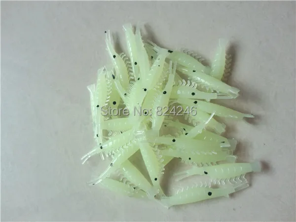 JYJ100pcs 4cm plástico suave mini luminoso pequeño señuelo de camarones, pesca de camarones suave, señuelo de camarones suaves aparejos de pesca - imagen 5