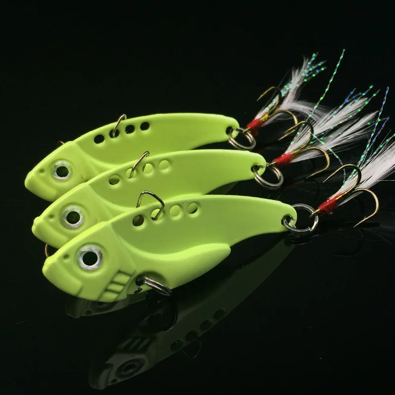 Señuelo de pesca VIB, cebo duro con vibración, Señuelos de pesca nocturnos brillantes, 12g, cebos artificiales luminosos, lote de 3 piezas en oferta - imagen 3