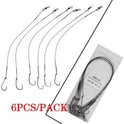 Hyaena-sedal de alambre de pesca de acero inoxidable, correa de pesca con mosca con anzuelos y líder de pesca giratorio, antimordedura, 25cm, 6 unids/lote por bolsa