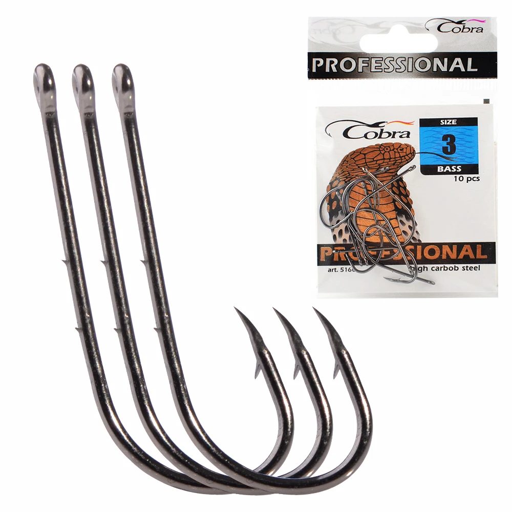 Gancho de pesca de alto carbono, anzuelo individual con ojo, aparejos de pesca de carpa, 10 piezas, 3 #-14 #