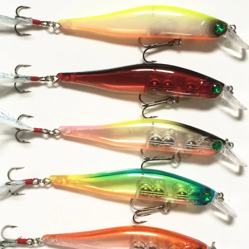 Señuelo de pesca Minnow cebo duro sonajeros bolas tiro largo señuelos artificiales 12g con pluma 1 pieza gran oferta - imagen 4