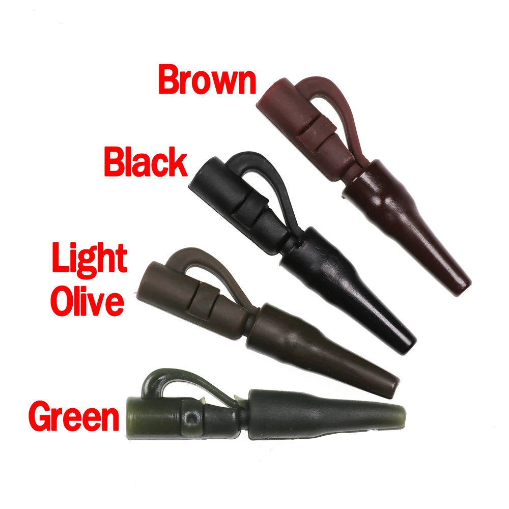 Bimoo-Juego de 100 aparejos de pesca de carpa, sistema de Clip de guía de seguridad y goma trasera, para uso con plomada giratoria, color negro y verde - imagen 2