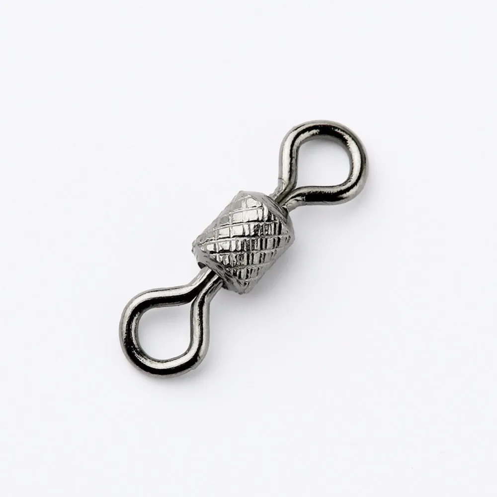 Conector mostrando su diseño de barril giratorio y bola rodante para pesca de carpa