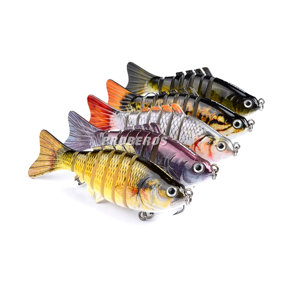 PROBEROS-señuelo de pesca Swimbait 6 #, aparejos de pesca con gancho, 5 unidades, 7 Secciones, 10cm/4 "-0,55 oz/15,5g - imagen 3