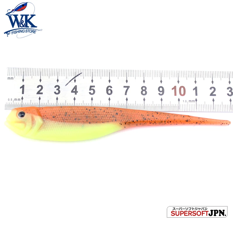 WK-señuelos artificiales de tiro caído de 13 cm, señuelo suave Walleye Zander, salmón, lubina, 4 piezas/pk, cola de Pin, Señuelos de Pesca blandos - imagen 2
