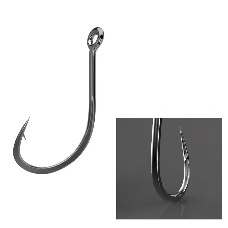 Anzuelo níquel negro individual curvado nariz afilado anilla - imagen 3