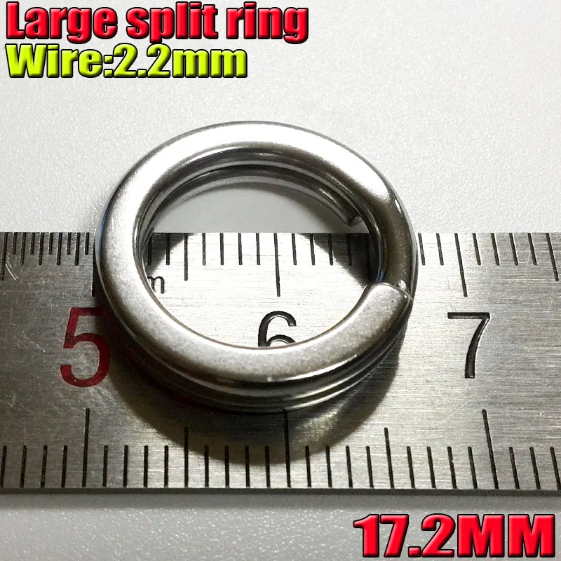 Anillos divididos de pesca muy grandes, tamaño: alambre 2,2mm diámetro exterior 17,2mm cantidad: 50 unids/lote prueba 155KG acero inoxidable 304 - imagen 2