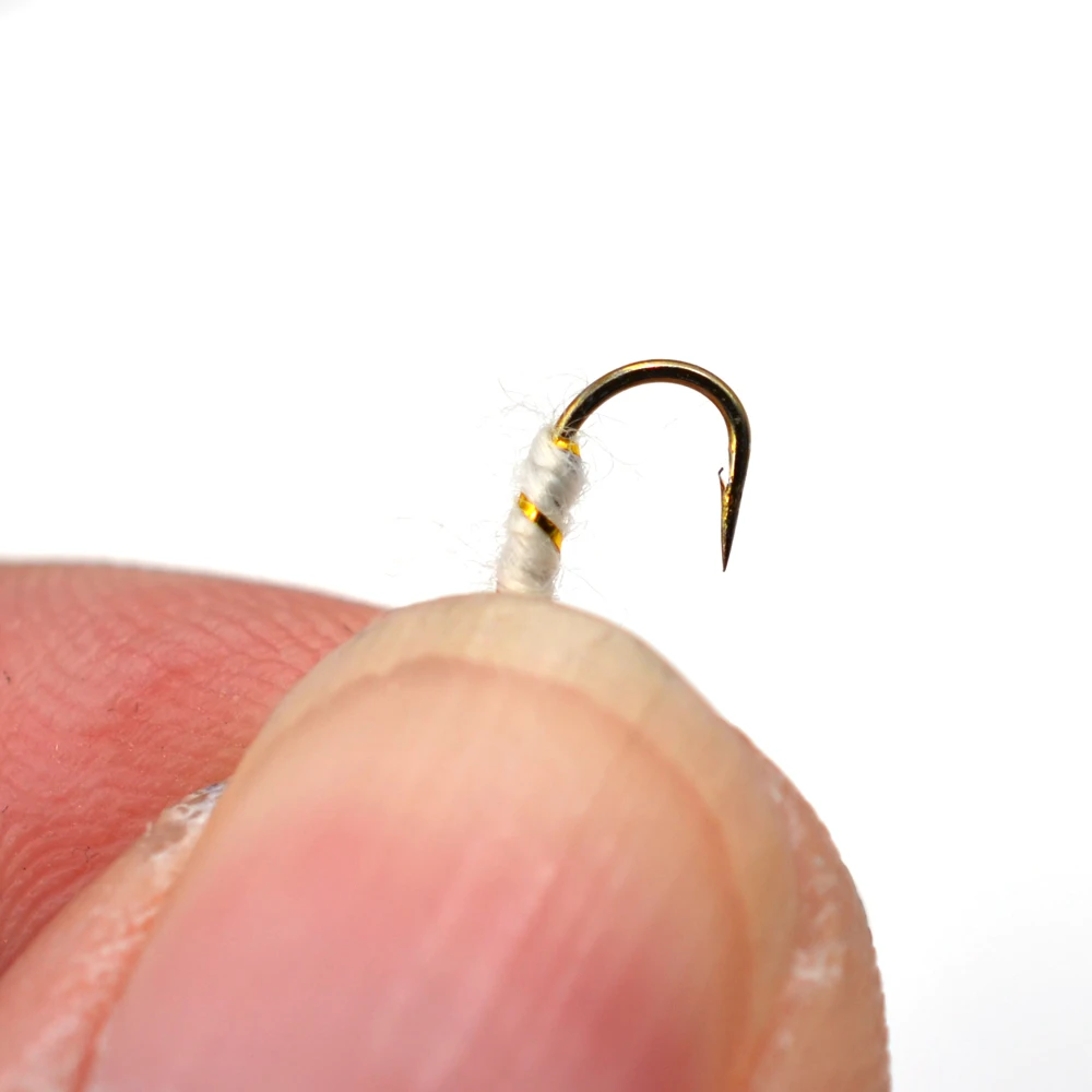 Señuelo de ninfa de pesca MNFT 10PCS 14 #   Señuelos de moscas húmedas de Pupa de cebra blanca, cebos de pesca con mosca - imagen 3