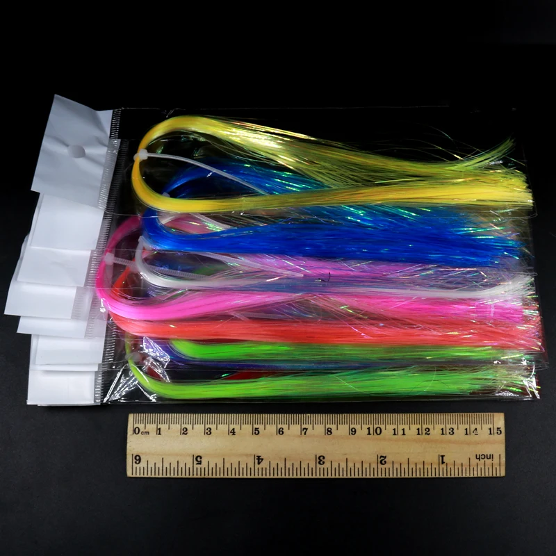 Flaskabou Streamer de ala de hielo UV, Material para atar moscas, Lucio, salmón, amarillo, verde, azul y naranja, 1/50 ", 20 bolsas - imagen 4