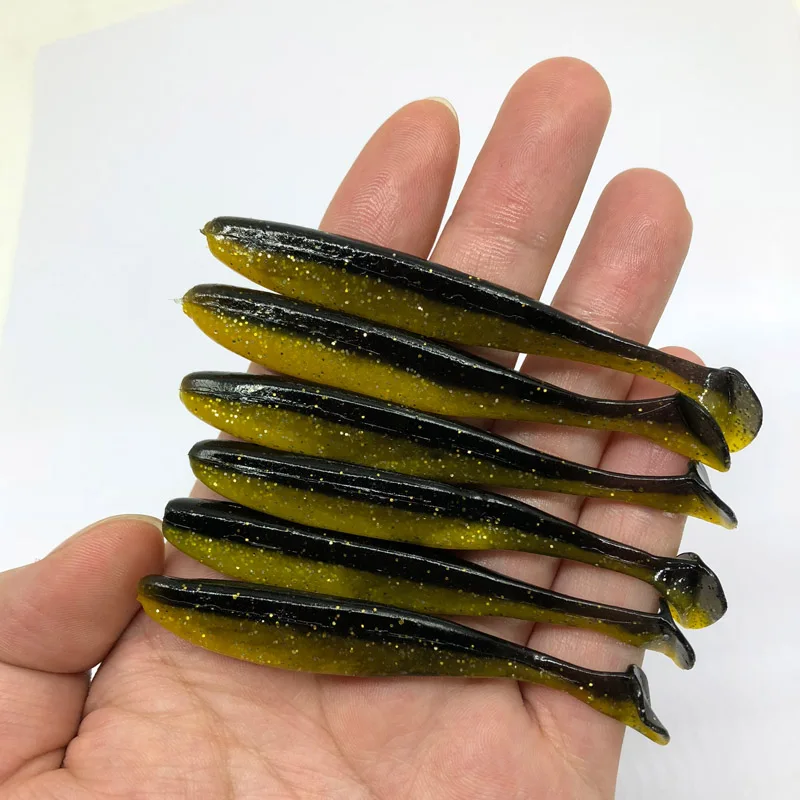 Señuelos blandos de fácil limpieza, cebo de silicona de doble Color, aparejos de pesca artificiales, 85mm /4g, 6 unidades por lote - imagen 3