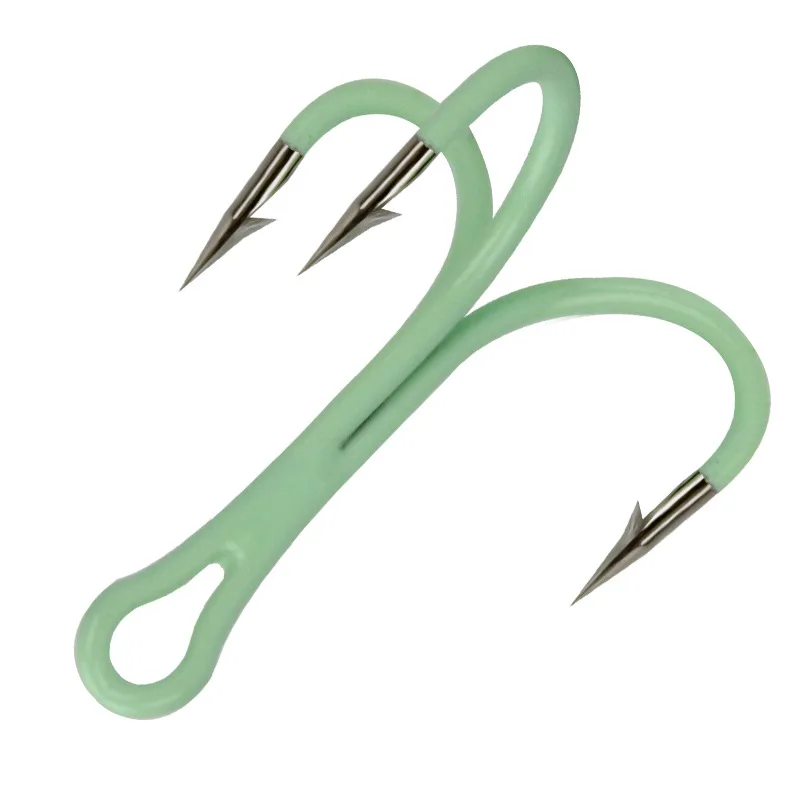 Anzuelo triple con brillo de pesca 2 # 4 # 6 # 8 # 10 # Ganchos de púas luminosos de acero rico en carbono, lote de 10 piezas VENTA - imagen 4