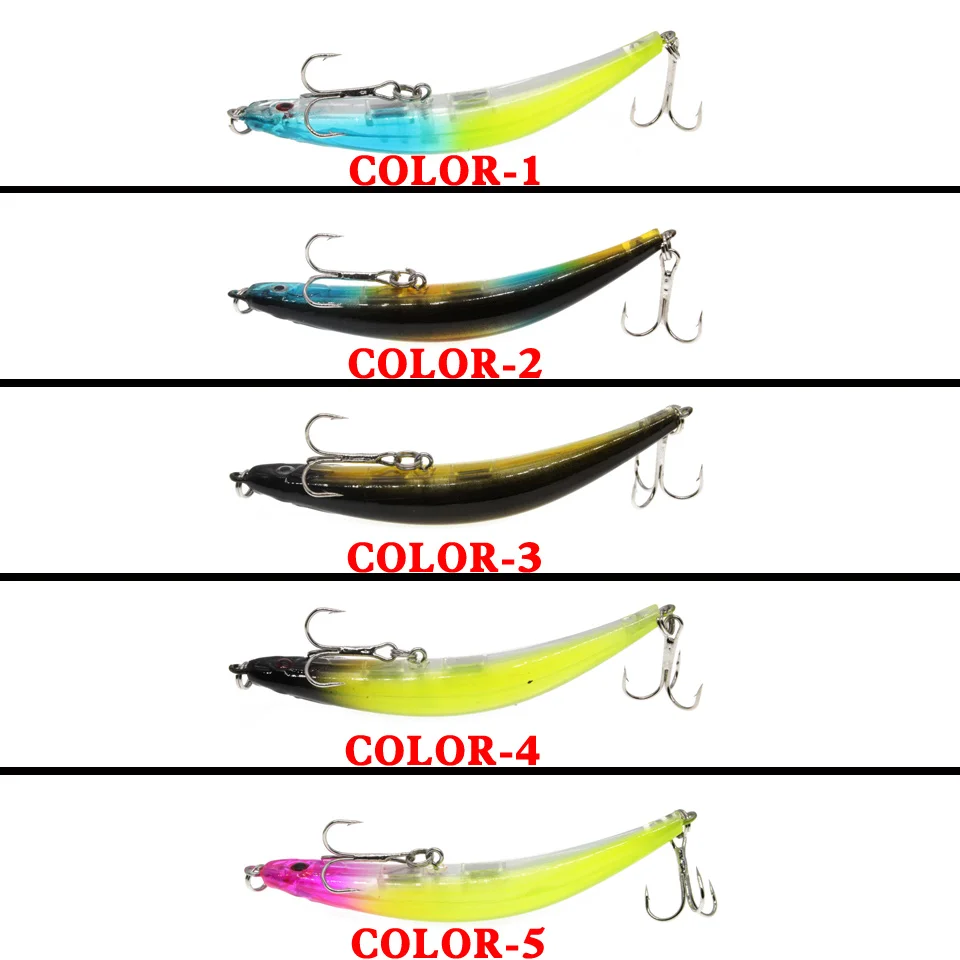 LEOSPORT-SEÑUELOS DE PESCA DE pececillos duros, cebo Artificial de lubina con 2 anzuelos triples, 9cm, 7,6g, 5 colores, novedad - imagen 4