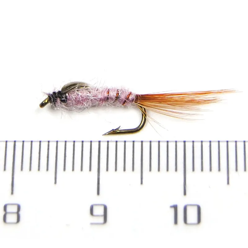 ICERIO cebos de pesca con mosca, cuerda de latón marrón, ninfa, trucha, #14, 8 unidades - imagen 2