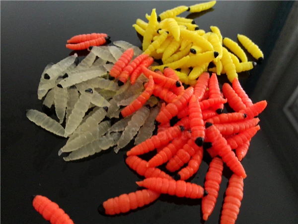 3 cm 100 Uds. Por caja de cebos de pesca de gusano de pesca suave de alta calidad cebos artificiales grub isca pesca grub pequeños cebos wrom - imagen 5