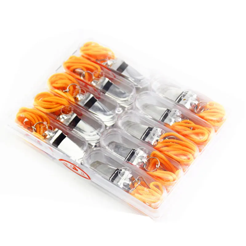 Silbato de Metal de acero inoxidable para árbitro, suministros de entrenamiento de porristas con cuerda para equipos deportivos de Rugby, fútbol y baloncesto, 1 unidad, venta al por mayor - imagen 2