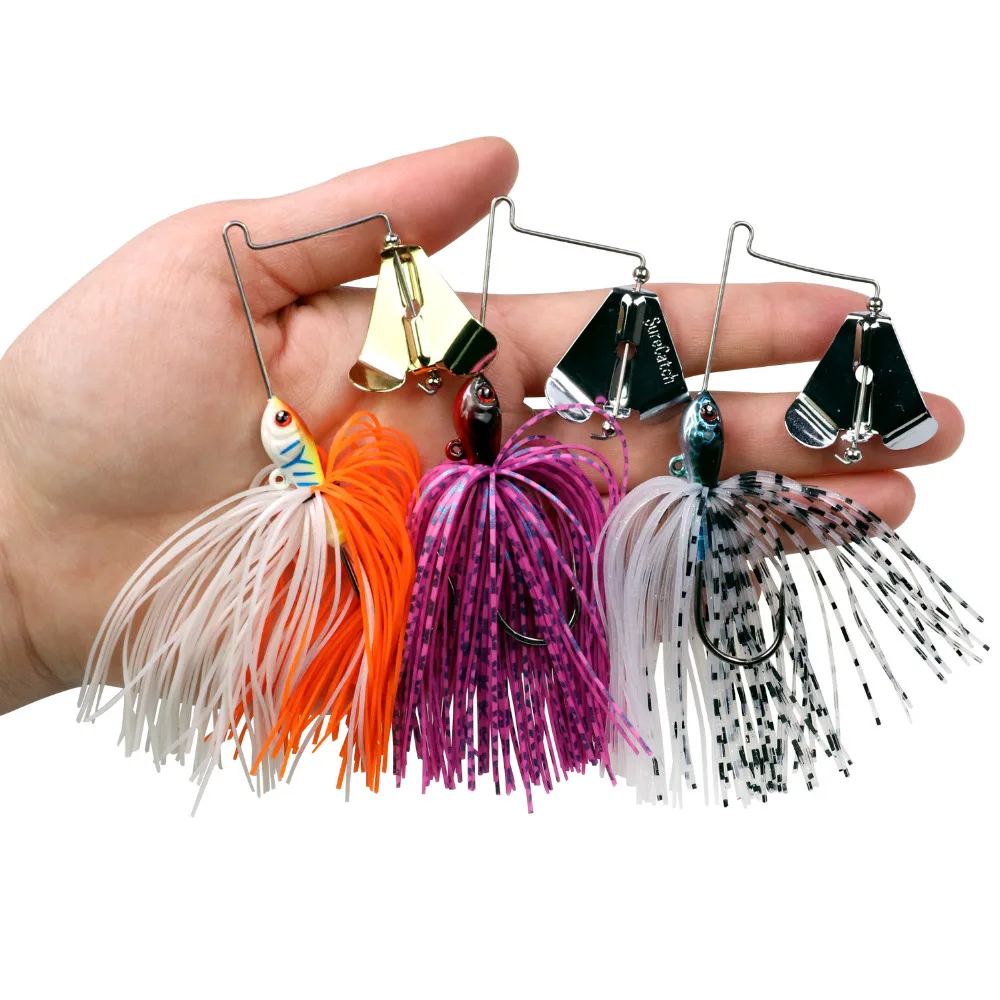 Señuelos de Pesca giratorios, 1 piezas, 12,8g/0,45 oz, con falda de silicona, para lubina con cuchillas de plantilla de natación - imagen 5