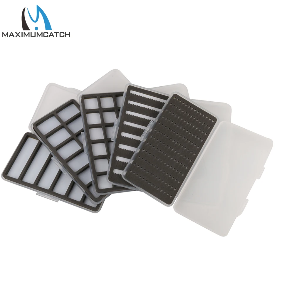 Caja para moscas Maximumcatch, resistente al agua, delgada, 185x103x13mm, transparente, con compartimento de espuma para pesca, trucha, salmón, lubina - imagen 2
