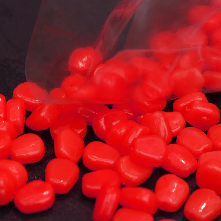 Cebo de carpa simulación de grano de maíz señuelo de pesca Color amarillo rojo olor atracción lote 20 piezas venta - imagen 2