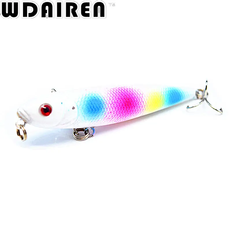 Señuelo de pesca de manivela Minnow, anzuelos triples de níquel negro, hundimiento lento, cebo duro, Jerkbait 6 #, 8cm, 8,6g, 1 unidad - imagen 4