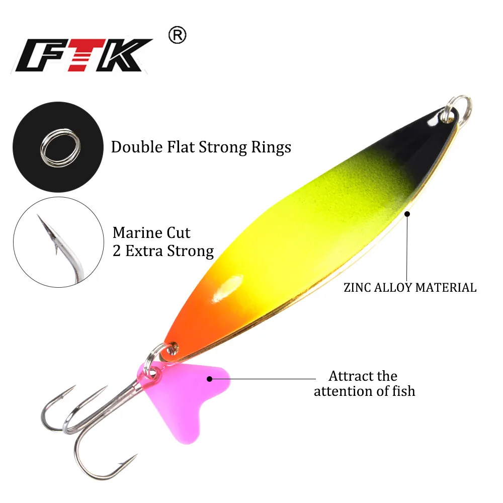 FTK-señuelo de pesca de doble cuchara, 24g, 28g, 35g, con anzuelo triple, Spinner de carpa, Jigging de Metal, cebo duro para pesca de Lucio, 1 ud. - imagen 5