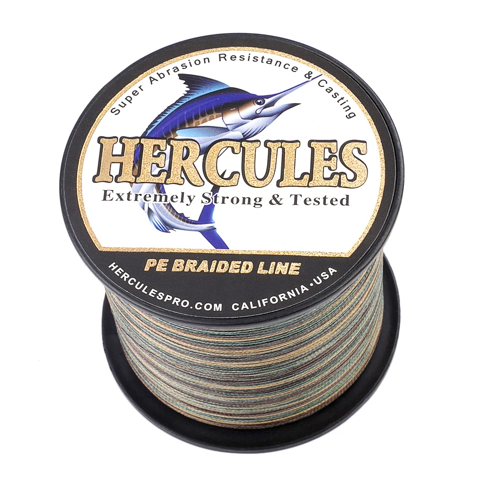 Hercules-Línea de pesca de carpa, 4 hebras, trenzado de camuflaje, cordón de tejido de agua salada, 100m, 300m, 500m, 1000m, 1500m, 2000m - imagen 3
