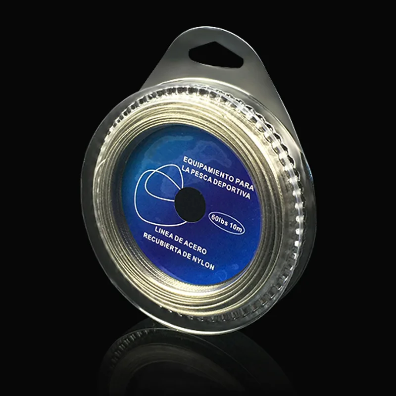 Cable de pesca de alta resistencia, cubierta de superficie de línea de acero de 7 hebras con conector de Clip tejido de nailon de 10m, 10-200 libras - imagen 4