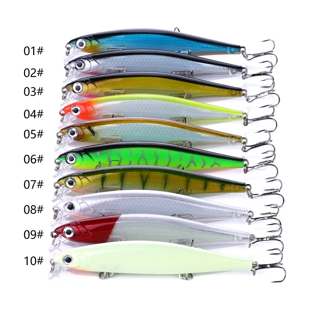 Señuelo de pesca Minnow Trolling, cebo Artificial duro láser, ojos 3D, 11cm, 13g, Wobblers, Lucio, pesca de lubina, Jerkbait que se hunde, 1 ud. - imagen 5