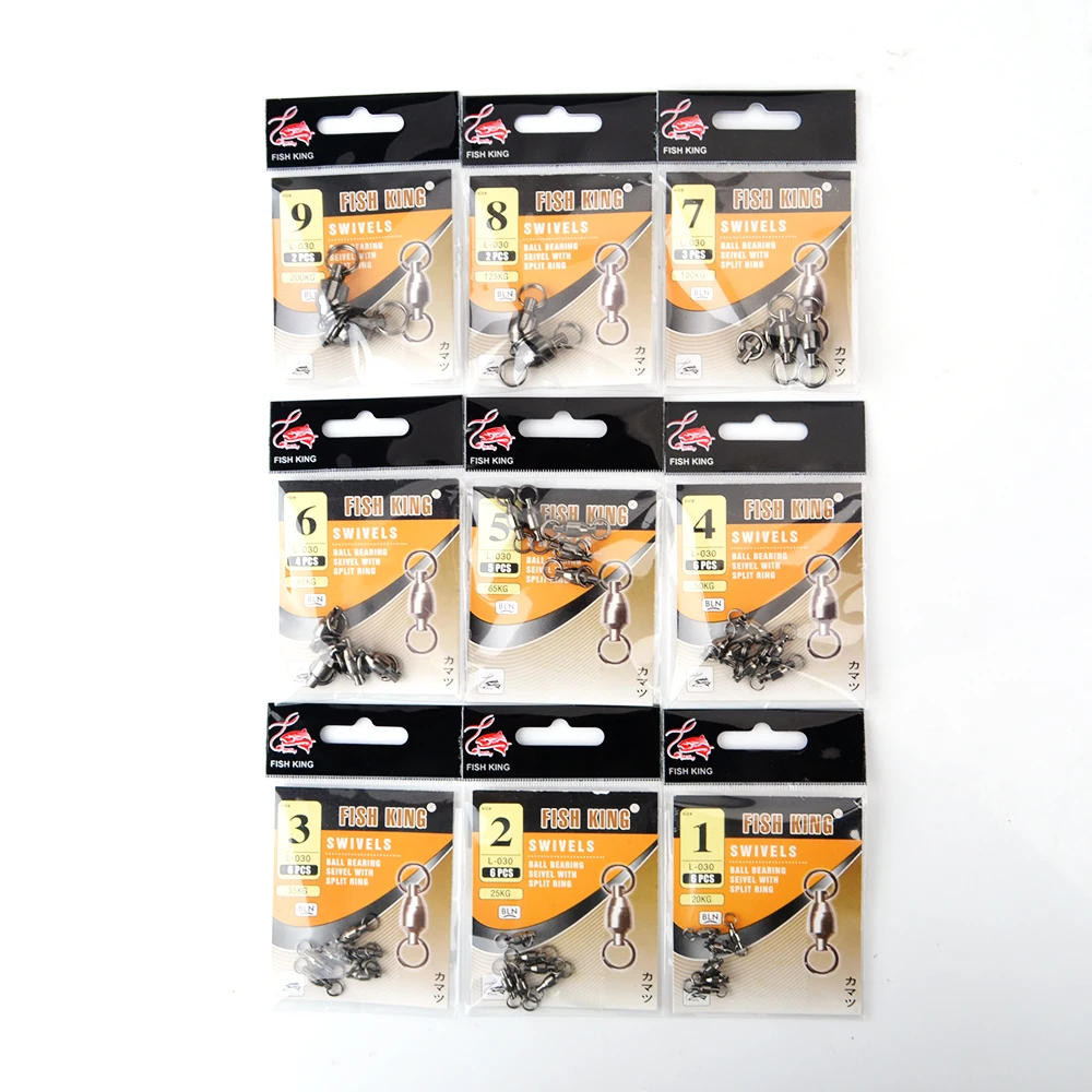 NGB 2-6PCS Giratorio de pesca con rodamiento de bolas con anillo dividido 1 # -9 #   Señuelo de pesca Conector Terminal Aparejos de pesca - imagen 5