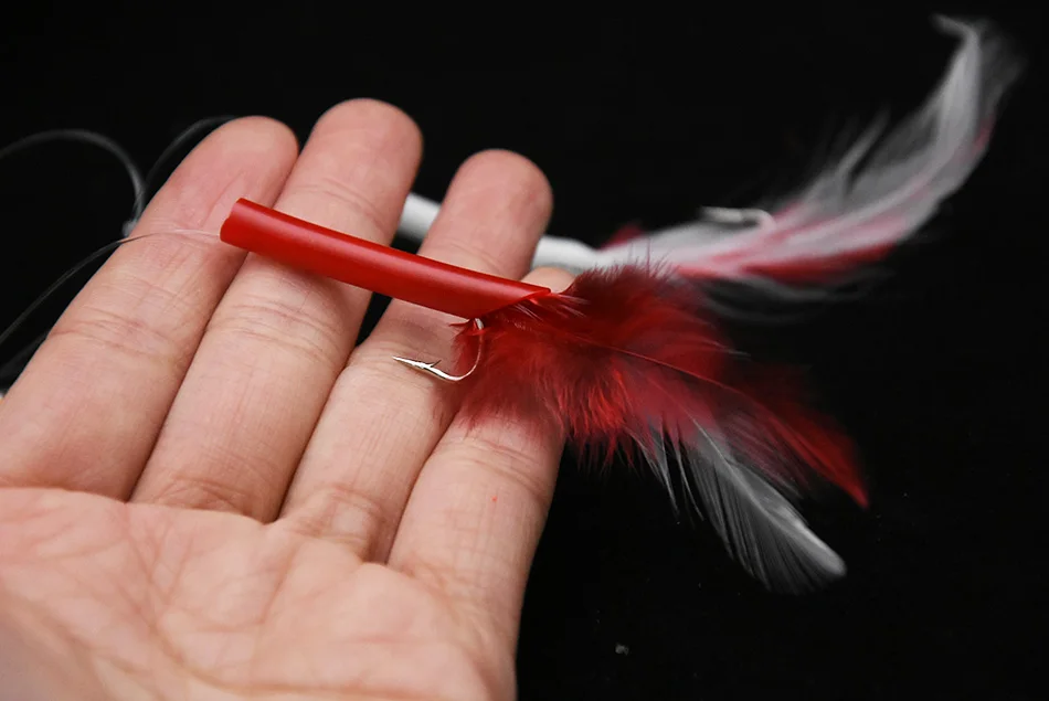 Anzuelo de 2 bolsas de tamaño No.2, aparejo de señuelo de arenque, anzuelos sabiki, aparejo de señuelo, cebo con ganchos de plumas - imagen 5