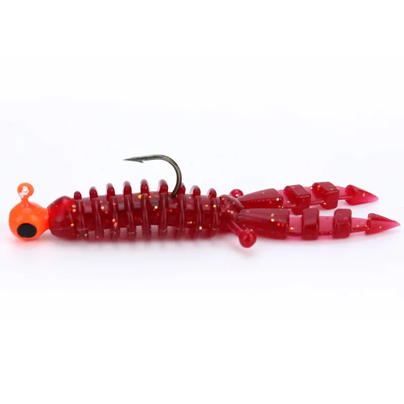 Señuelo de pesca suave, cebo Artificial Pop, Mini Camarón, 5,5 cm/1,1g, gusano, larva, tornillo, cola de abrazadera, lote de 10 piezas - imagen 2