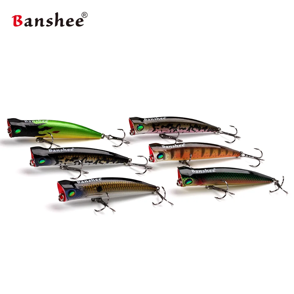 Banshee-señuelo de pesca duro Artificial Wobbler, 80mm, 8g, VP02, sonido, 6 colores, agua dulce, lubina, Popper, 6 unids/lote - imagen 5
