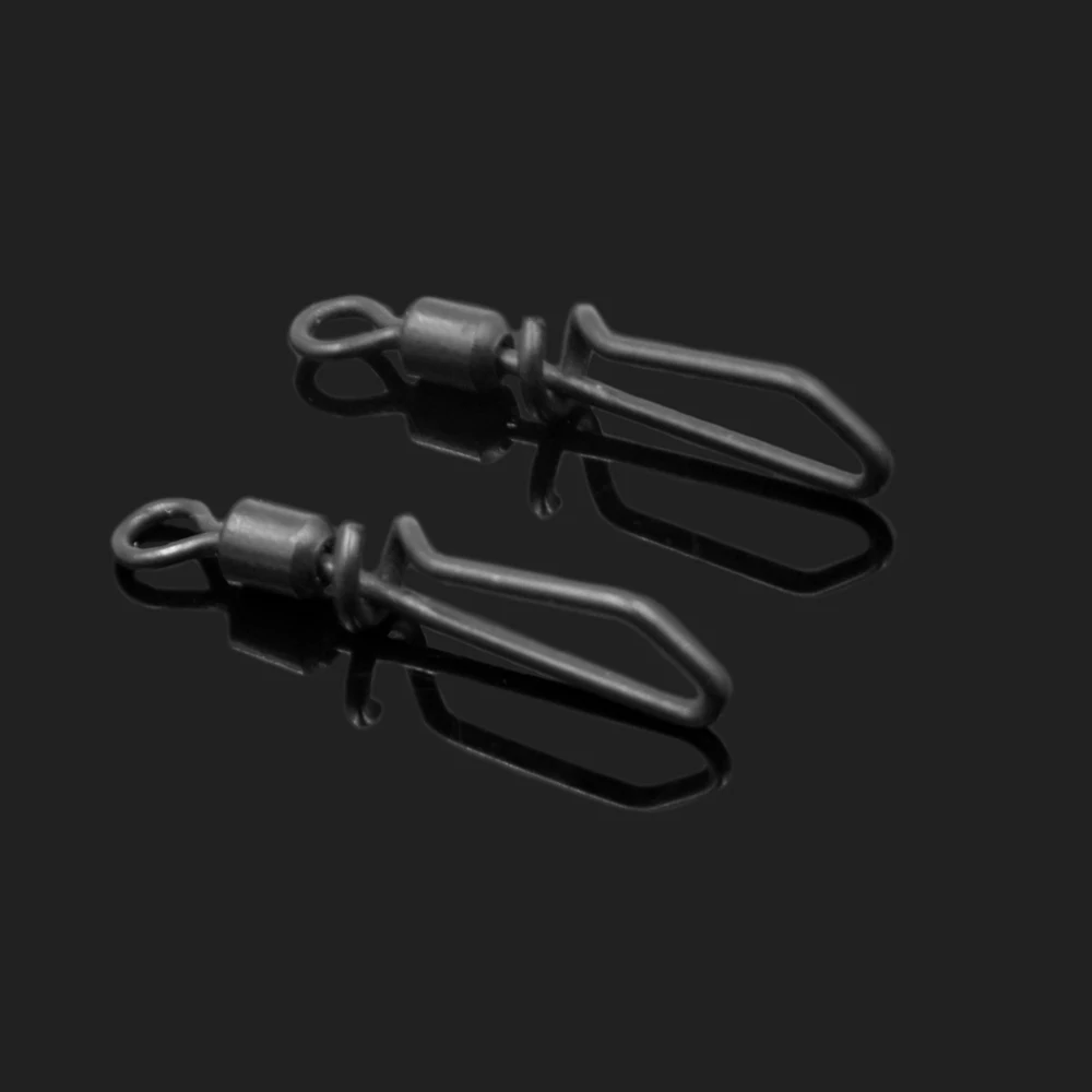 MNFT-pivotes de pescado de níquel negro de acero inoxidable, Clips a presión de cambio rápido, Conector de pesca giratorio, 20 Uds. - imagen 3