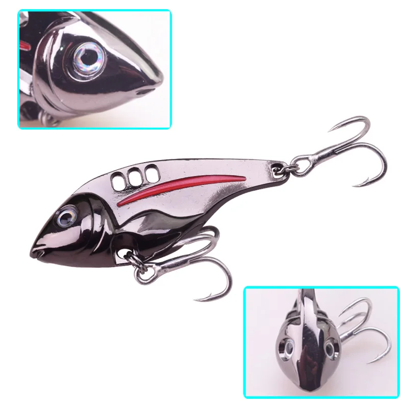 WDAIREN-Señuelos de Pesca con cuchara de Metal, cebo duro Artificial con anzuelo triple, aparejos para Pesca de lubina, 10g, 15g, 20g, VIB Vibrations - imagen 4