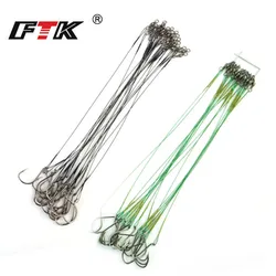 FTK 20 piezas correa de pesca con mosca de alambre de acero inoxidable de 20cm con núcleo de gancho 40-80LB correas antimordidas para líder de sedal de pesca